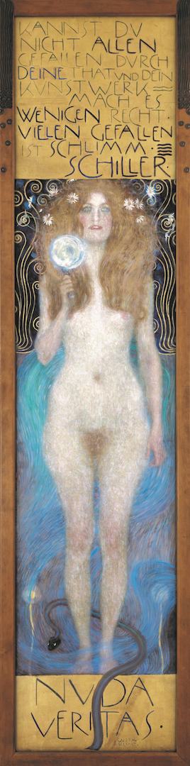 ② グスタフ・クリムト《ヌーダ・ヴェリタス（裸の真実）》 1899年 油彩、カンヴァス 252×55.2cm オーストリア演劇博物館 KHM-Museumsverband