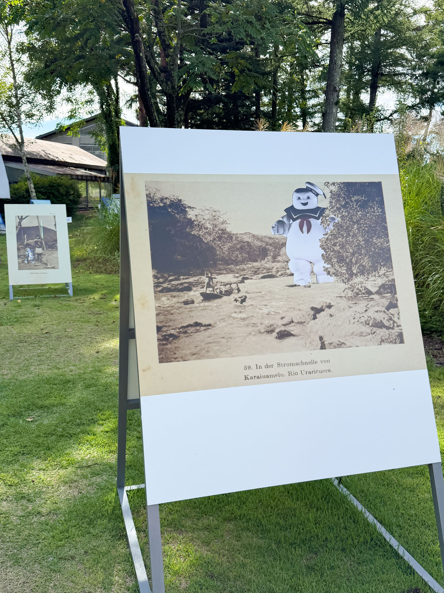 古い民族誌写真にマシュマロマンが合成されたデニウソン・バニワの作品